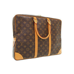 Louis Vuitton Monogram Document Leather Brown Porte Voyage Briefcase